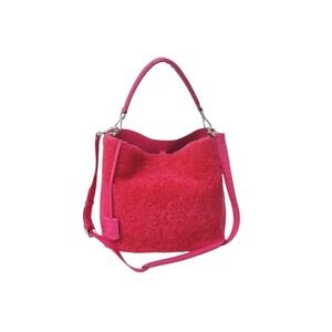 FENDI Mouton Shoulder Bag Handbag Pink Leather